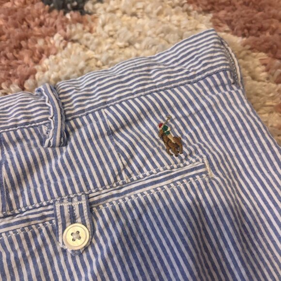 Y2K Polo Ralph Lauren Shorts Stretch Classic Fit Men's 40 Striped Nautical Blue - Picture 3 of 6